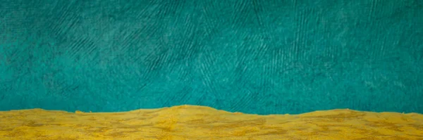 노랑과 파랑으로 이루어진 추상적 손으로 멕시코 나무껍질 파노라마풍의 배너의 집합체 — 스톡 사진