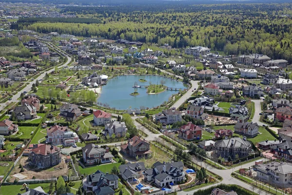 Russia, Moscow region, a top view of the cottage homes. Elite real estate.