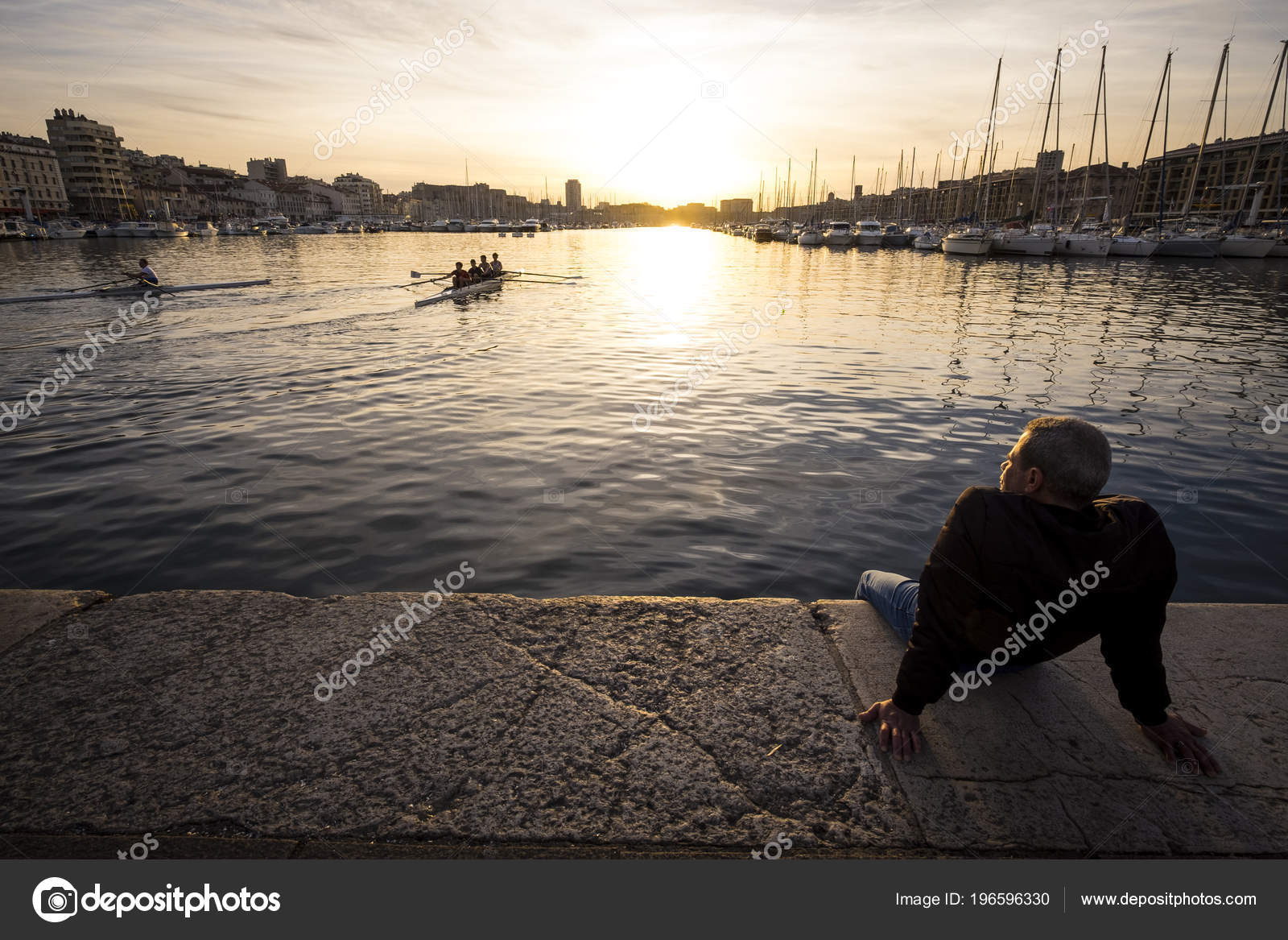 Marseille France Mars 2017 Vieux Port Vieux Port Coucher