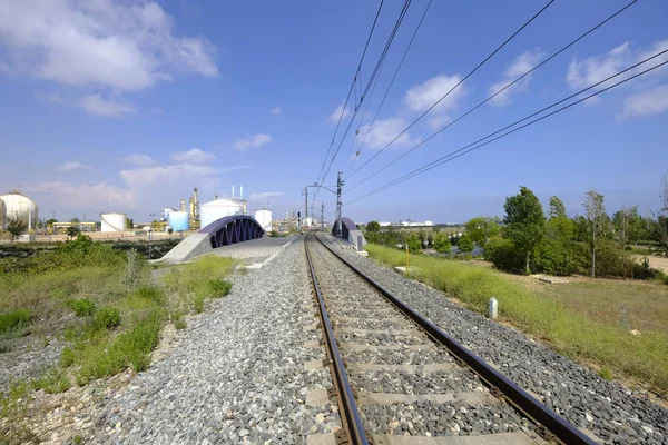 Train Tracks Industrial Area Province Tarragona Catalonia Spain — Stock Photo, Image
