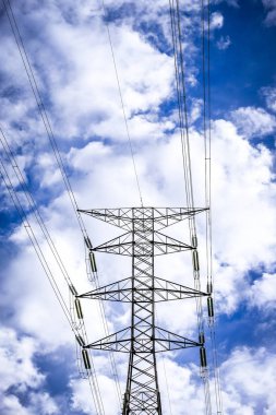 Barcelona, Katalonya, İspanya altyapı ortamda yüksek gerilim kuleleri