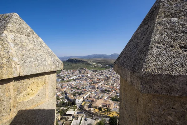 Panoramautsikt Över Flygfoto Staden Alcala Real Från Slottet Fästningen Mota — Stockfoto