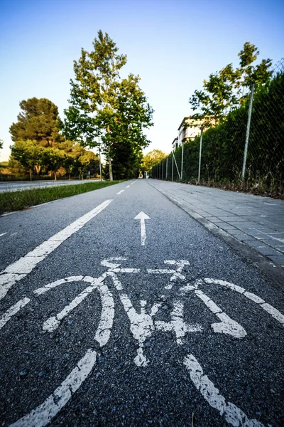 Special bicycle path next to an urban park in the city of Sant Cugat del Valles, one of the urban centers with the best growth in quality of life in the province of Barcelona