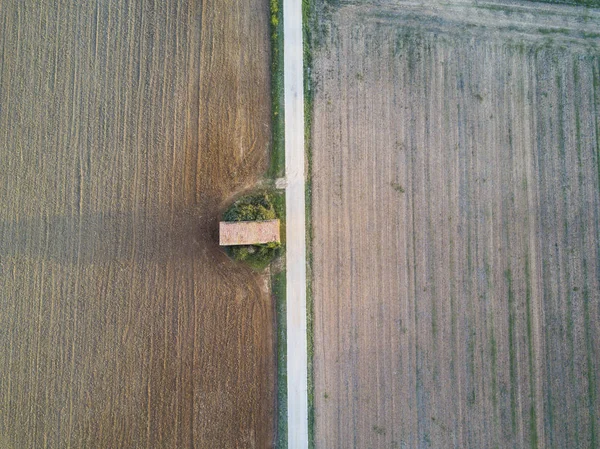 Abstraktní Krajina Letecký Snímek Drony Venkovské Silnici Oblastech Během Podzimu — Stock fotografie