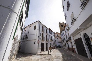 Beyaz Mimarlık ve geleneksel Endülüs dekorasyon Villa mahalle içinde merkezi Priego de Cordoba Andalucia Güney İspanya'da