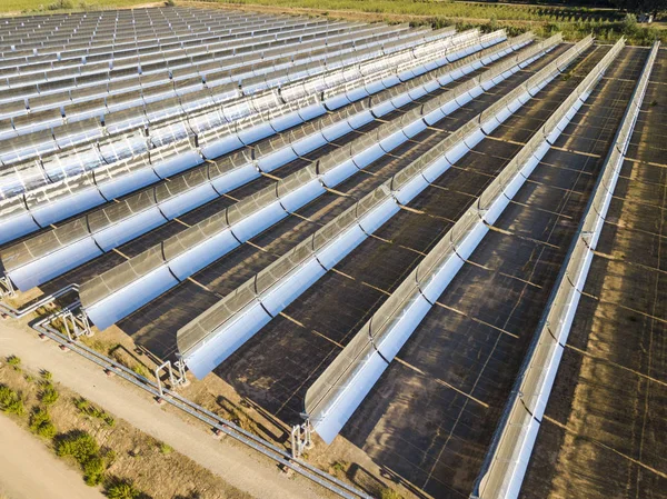 Aerial View Electric Power Production Field Solar Cells Located Spain — Stock Photo, Image