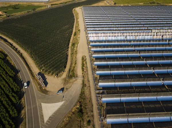 Aerial View Electric Power Production Field Solar Cells Located Spain — Stock Photo, Image