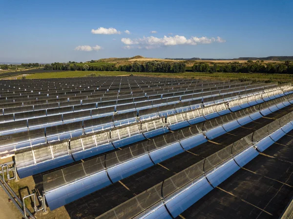 Aerial View Electric Power Production Field Solar Cells Located Spain — Stock Photo, Image