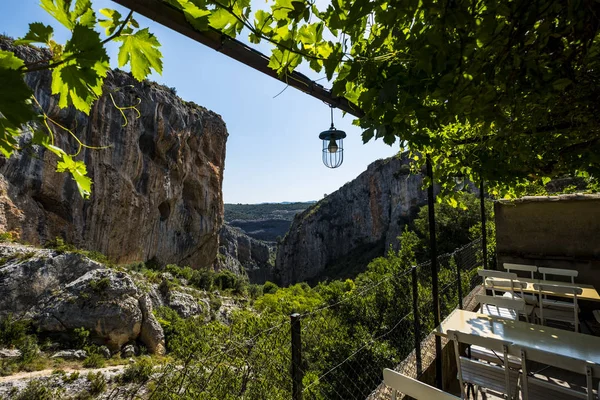 Utsikt Över Sierra Guara Från Terrass Den Byn Alquezar Provinsen — Stockfoto