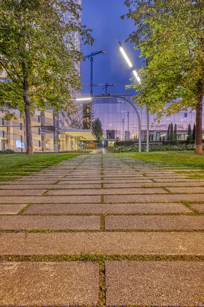 Park Area Modern Office Buildings Financial Area Europe — Stock Photo, Image