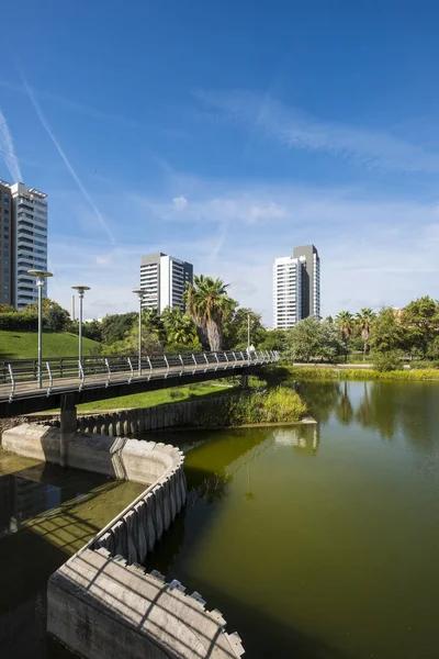 Vista General Del Parque Público Diagonal Mar Con Edificios Modernos — Foto de Stock