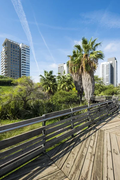 Vista General Del Parque Público Diagonal Mar Con Edificios Modernos — Foto de Stock