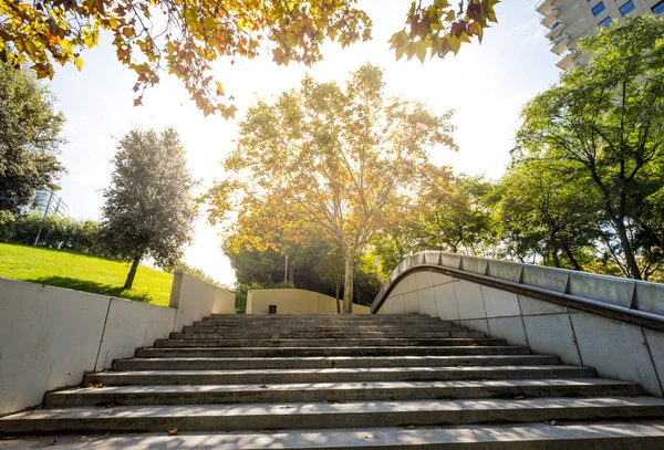 Lépcsők Kertépítés Egy Nyilvános Városi Park Barcelona — Stock Fotó