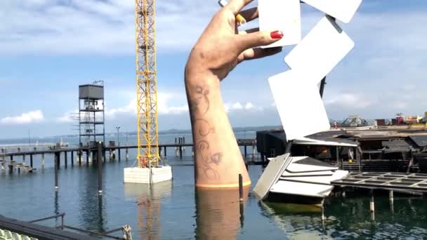 Deconstruction of the lake stage in Bregenz, Austria — Stock Video