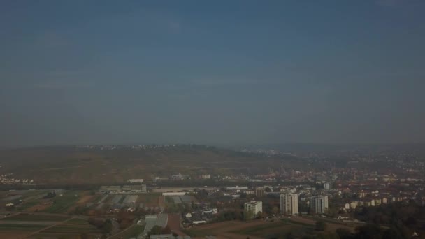 Vista ariale da Esslingen su Untertuerkheim a Stoccarda — Video Stock