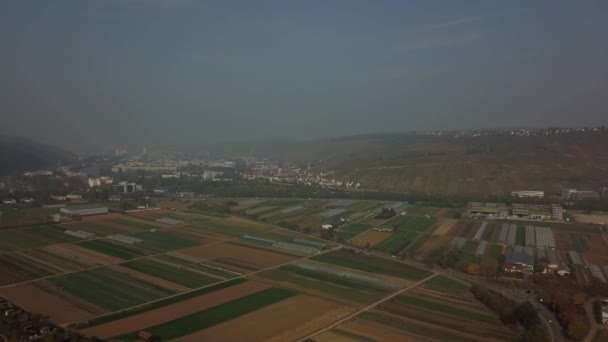 A felső Untertuerkheim Esslingen Arial tekintettel Stuttgart — Stock videók