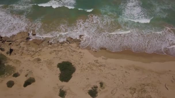 南非的海浪和一个戏剧性的未触及的海滩 — 图库视频影像