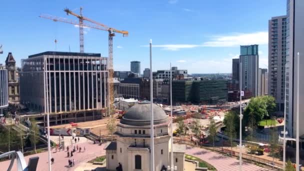 Panning over the skyline of Birmingham in the West Midlands in UK — Stock Video