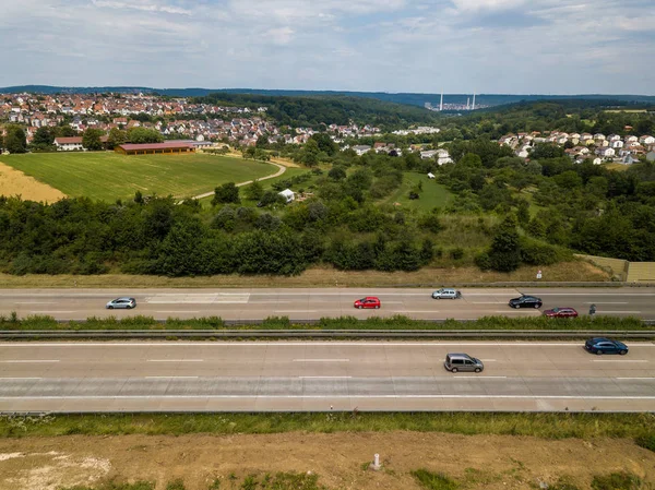 Letecký pohled na německý Autobahn — Stock fotografie