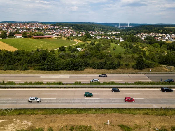 Letecký pohled na německý Autobahn — Stock fotografie