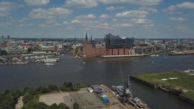 Hamburg limanının doğu kısımlarının havadan görünümü