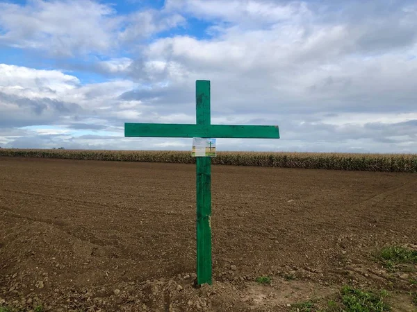 Πράσινος σταυρός καθώς οι αγρότες διαμαρτύρονται κατά των γερμανικών περιβαλλοντικών κανονισμών — Φωτογραφία Αρχείου