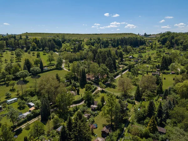 Vista aérea de los jardines de parcelas en las afueras de Stuttgart en el sur de Alemania —  Fotos de Stock