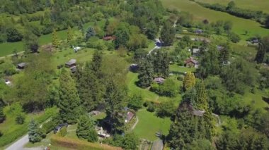 Güney Almanya 'da Stuttgart' ın eteklerindeki tahsis bahçelerinin hava manzarası