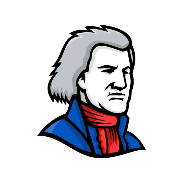 Illustration Icône Mascotte Thomas Jefferson Père Fondateur Américain Troisième Président — Image vectorielle