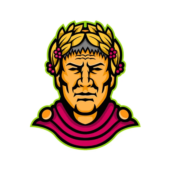 Ícone Mascote Ilustração Chefe Caio Júlio César Político Romano General — Vetor de Stock