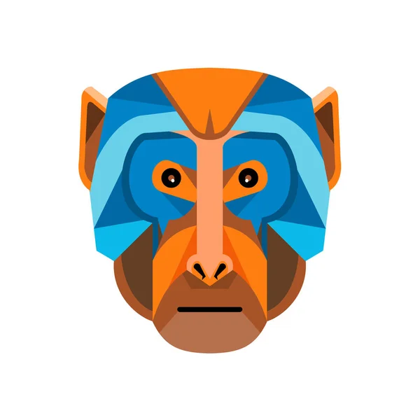 Płaskie Ikona Ilustracja Maskotka Głowy Rezus Gatunek Starych World Monkey — Wektor stockowy