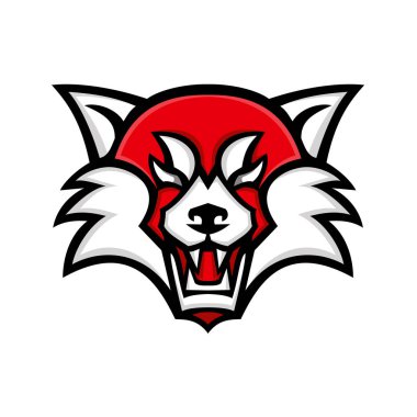 Maskot simge tasarlamak kızgın bir kırmızı panda, küçük panda, kırmızı ayı-kedi veya front6 izole arka planda retro tarzı üzerinde her bakıldığında kırmızı kedi ayı Başkanı.