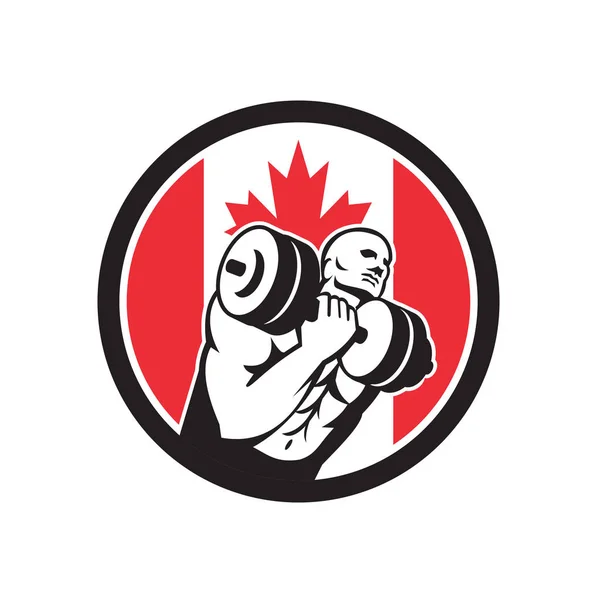 Ikon Retro Stílusú Illusztráció Egy Kanadai Fitness Edzőteremben Áramkör Sportoló — Stock Vector