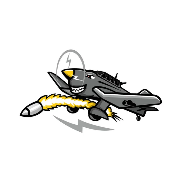 Mascot Icon Illustration Junkers Stuka German Dive Bomber Ground Attack — Stock Vector