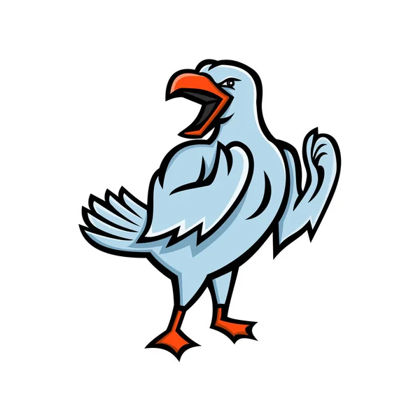 Illustration Icône Mascotte Goéland Mouette Pattes Jaunes Colère Oiseau Mer — Image vectorielle