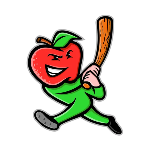 Mascot Icon Illustration Apple Sweet Edible Fruit Produced Apple Trees — Stock Vector
