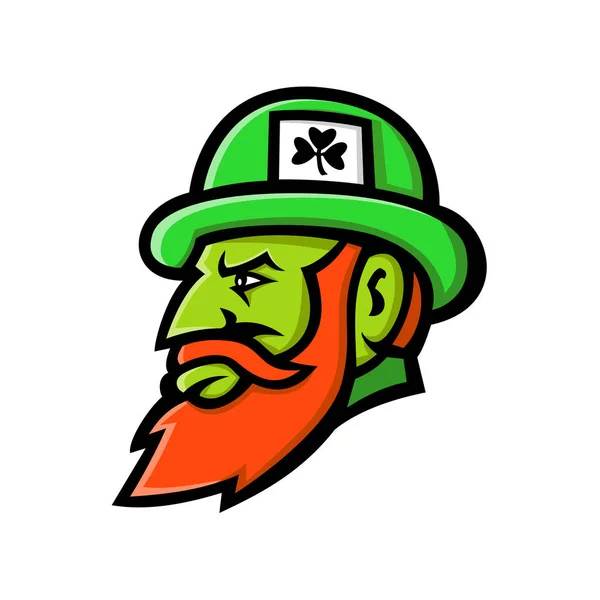 Mascot Icon Illustration Head Leprechaun Type Fairy Irish Folklore Depicted — Stock Vector