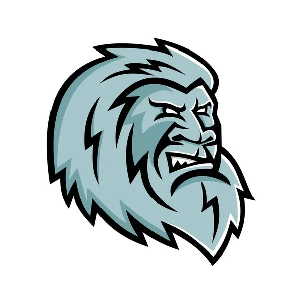 Maskotka Ikona Ilustracja Głowy Yeti Lub Bigfoota Jednostka Małpie Mitycznych — Wektor stockowy
