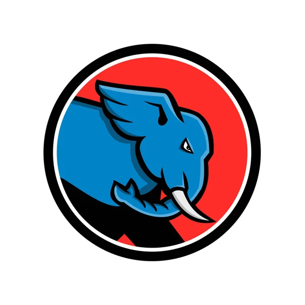 Ícone Mascote Ilustração Cabeça Elefante Touro Com Grande Presas Prestes — Vetor de Stock