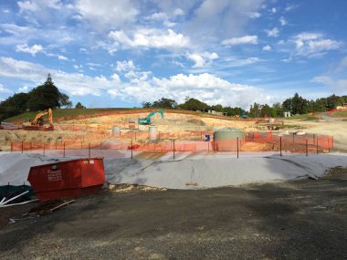 Auckland, Jan.12 - mekanik kazıcıları ve ekskavatör iş Cuma, 12 Ocak 2018, Auckland, Yeni Zelanda'alınan bir inşaat sitesinde