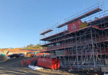 Auckland, 9 Mayıs: gayrimenkul veya inşaat çalışmaları Auckland, yeni 9 Mayıs 2018 üzerinde alınan Zelanda'da bulunan yapı ekleme sürecinde bina inşaatı.