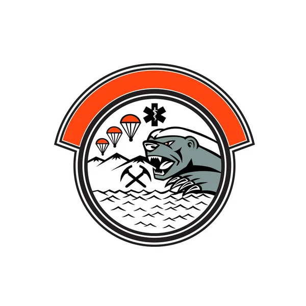 Badge Mascotte Illustratie Van Het Hoofd Van Een Honey Badger — Stockvector