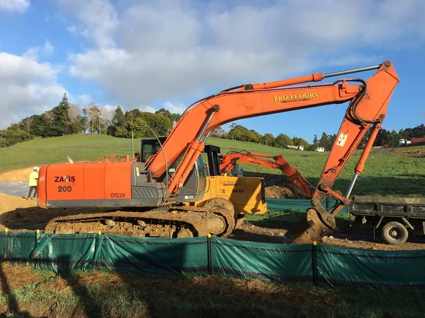 Auckland Aug Ein Mechanischer Bagger Oder Bagger Einsatz Indem Das — Stockfoto