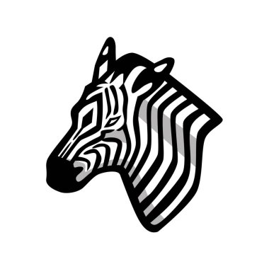 Maskot simge tasarlamak bir zebra Başkanı Afrika atlar her tarafında izole arka planda retro tarzı bakıldığında bir siyah ve beyaz çizgili.