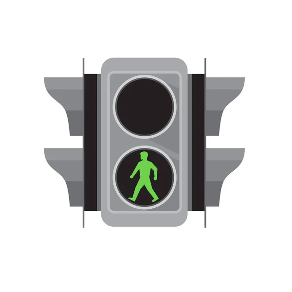 Retro Stil Illustration Trafik Signalljus Med Grön Man Walking För — Stock vektor