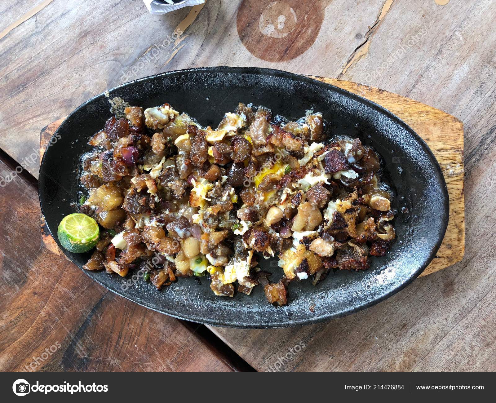 Photo Sisig Filipino Dish Made Parts Pig Head Liver Usually