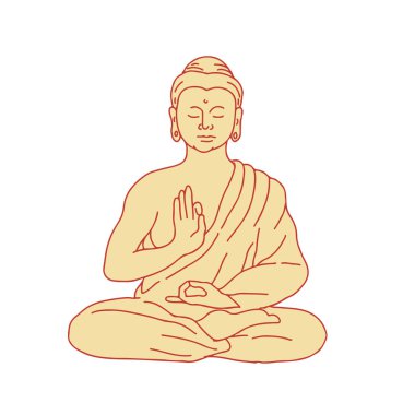 Gautama Buddha, Siddhartha Gautama veya Shakyamuni Buddha lotus pozisyonda oturan kroki tarzı gösteren resim çizim izole arka plan üzerine açık her bakıldığında.