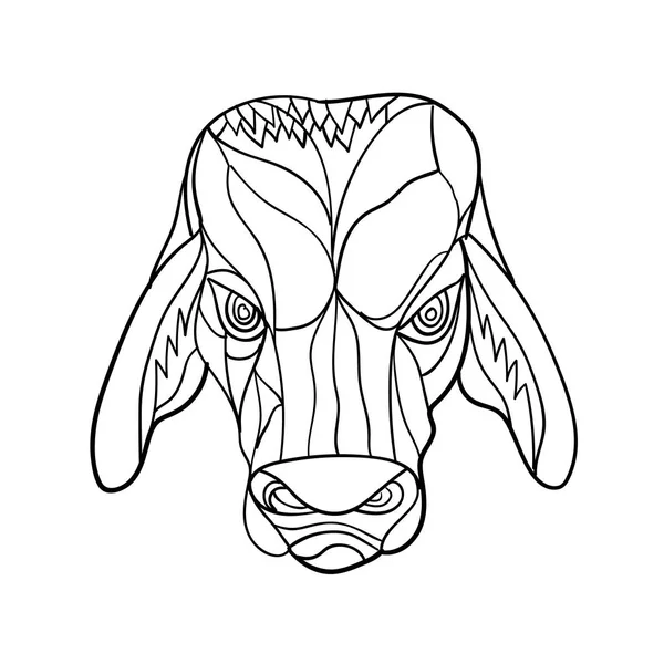 Mosaico Estilo Polígono Bajo Ilustración Una Cabeza Toro Brahma Visto — Vector de stock