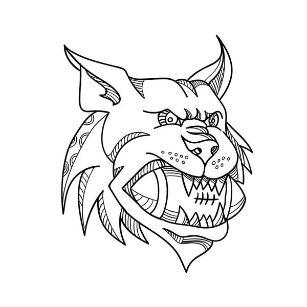 Mono Line Illustration Head Canada Lynx Bobcat Eurasian Lynx Iberian — Stock Vector