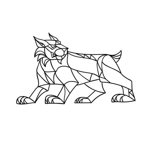 Mozaïek Lage Polygoon Stijl Illustratie Van Een Bobcat Euraziatische Lynx — Stockvector